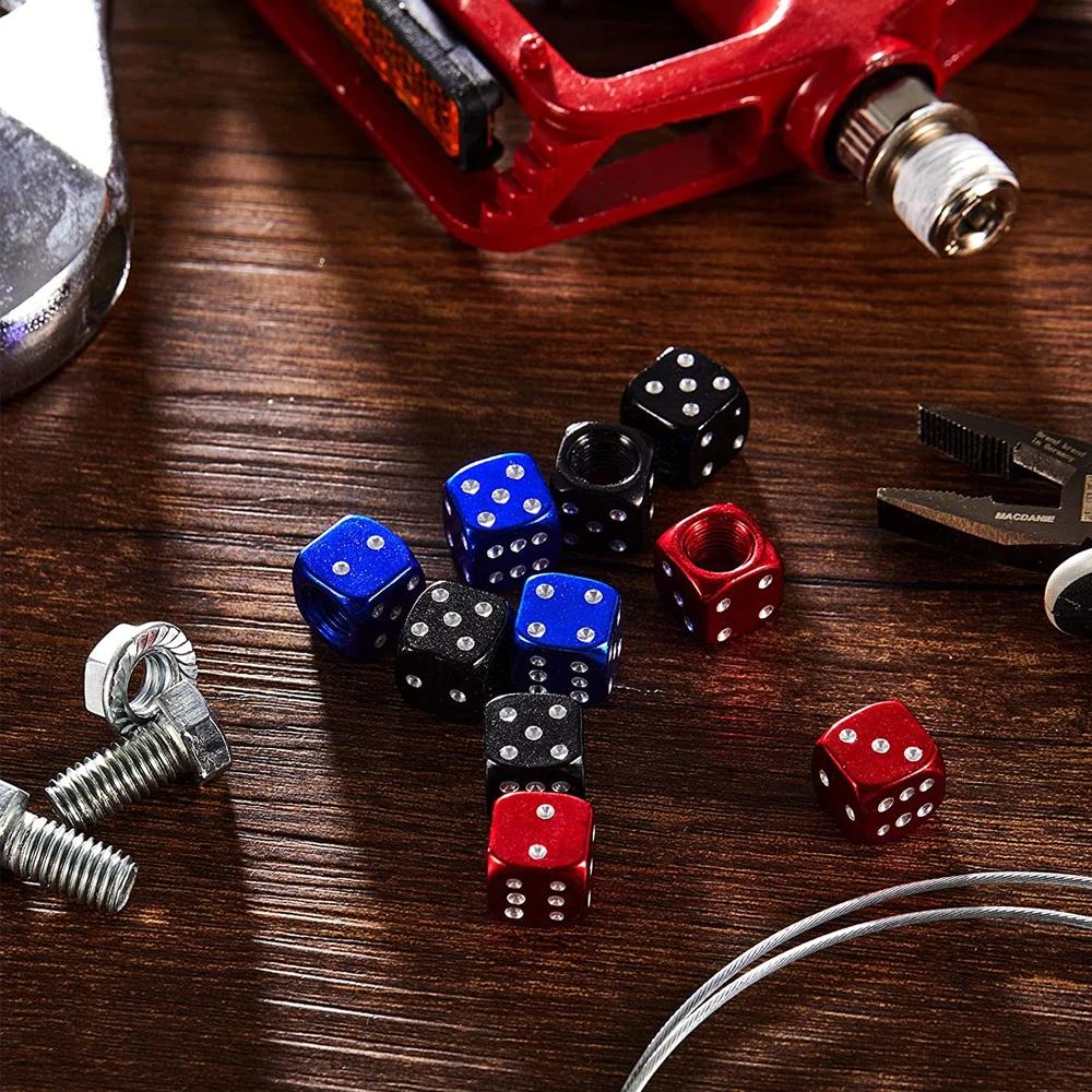 BFR1 DSYCAR 2/8Pcs Aluminum Tire Valve Caps Dice Wheel Stem Tyre Tire Wheel Stem Air Valve Dust Cover for Car Truck Motocycle Bike