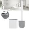 Wall Mounted Deep Cleaner Bathroom Toilet Brush and Quick Drying Holder Set with Long HandleWhite