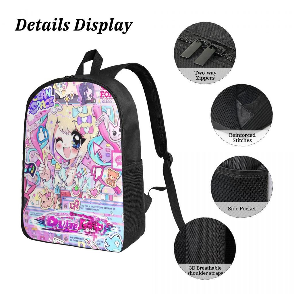 3Pcs Needy Girl Streamer Overload School bags Set for Kids Pen Bags Backpack Sets with Lunch Box For School Students Daypack
