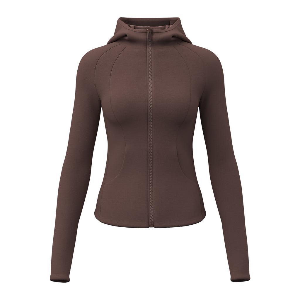 Autumn and Winter Plus Velvet Sports Jacket, Warm, Slim Waist, Women's Fitness, Hooded, Thickened Yoga Clothes