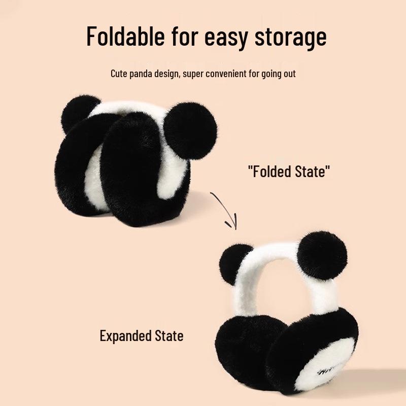 Cute Plush Panda Women's Winter Earmuffs - Cartoon Ear Warmers, Cold-Proof, Cozy and Stylish for the Season