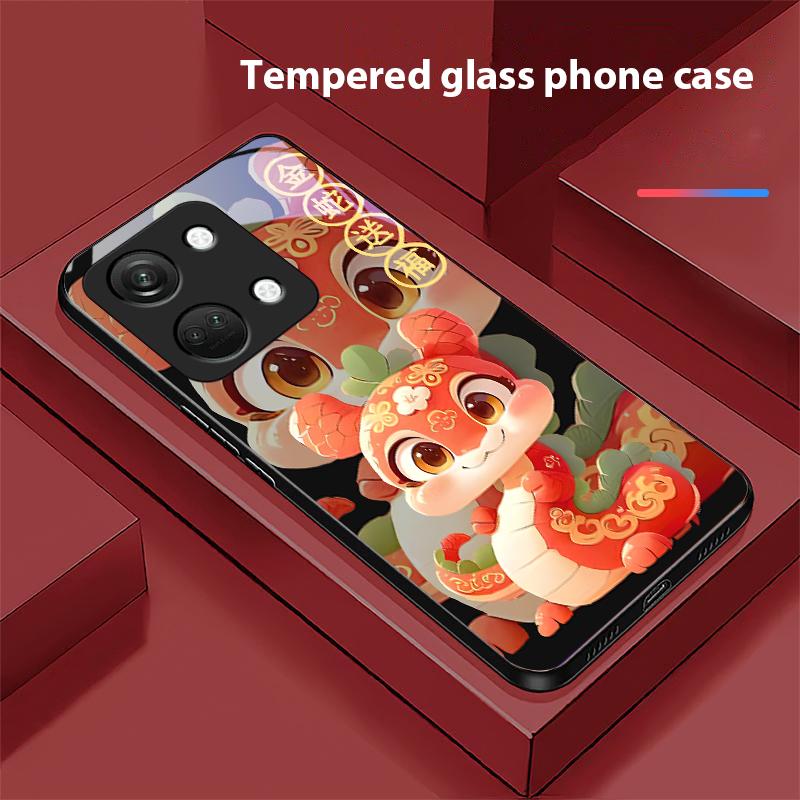 New Cartoon Snake For OnePlus Nord 3 5 6T 7 Pro 8 12 10T Reno8 Lite 5G 10R Nord N30 Hard Shell Tempered Glass Phone Case Black