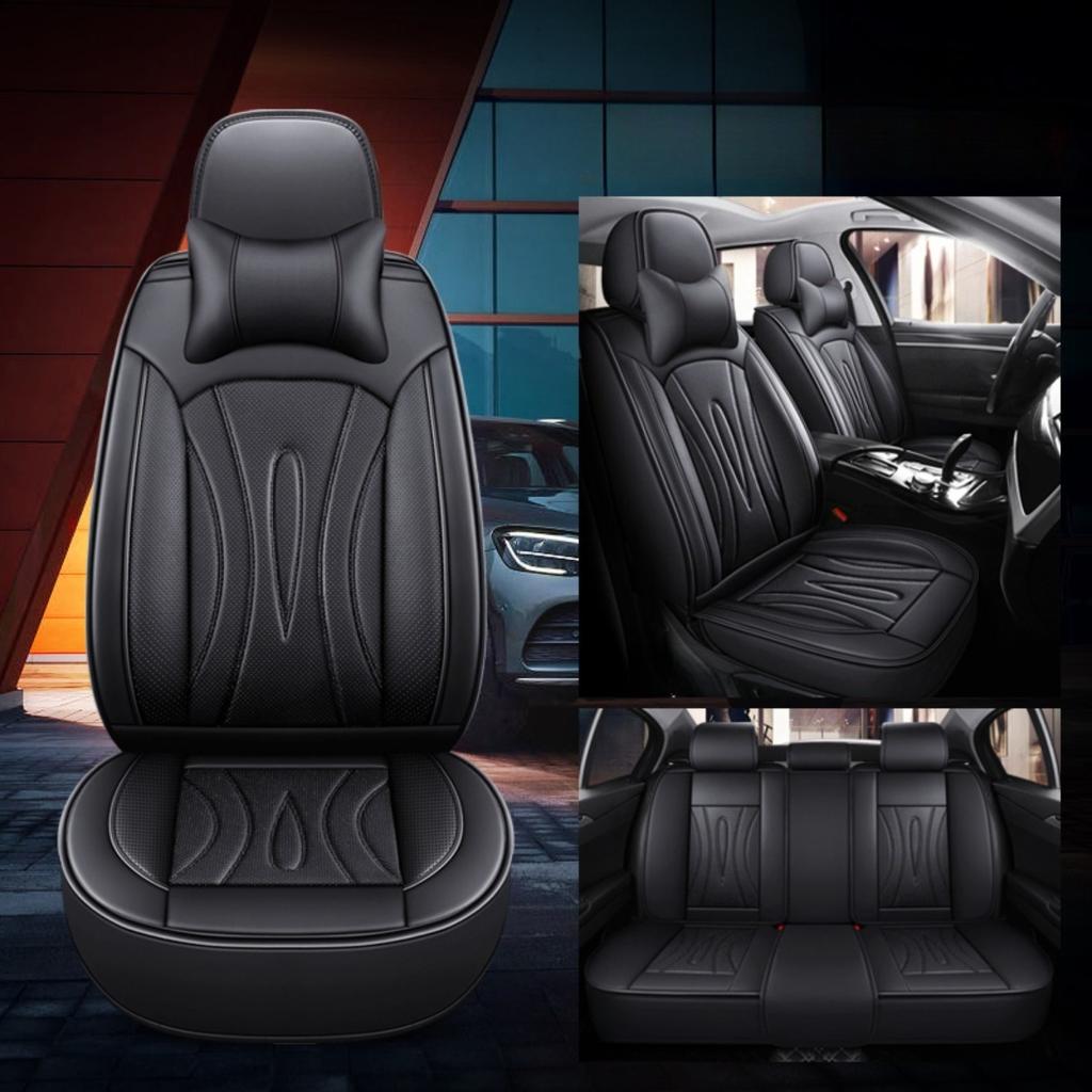 Full Set 5-Seat Premium Nappa Leather Car Seat Covers with 2 Headrest  Breathable and Waterproof   Seat Covers for Most Cars