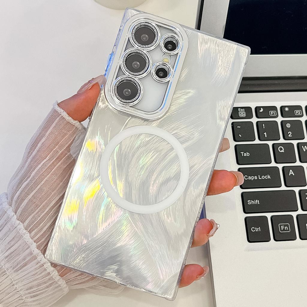 Pro pouzdro Samsung Galaxy S24 Ultra Kompatibilní s MagSafe IMD Design PC+TPU Kryt na telefon s fólií na skleněný objektiv