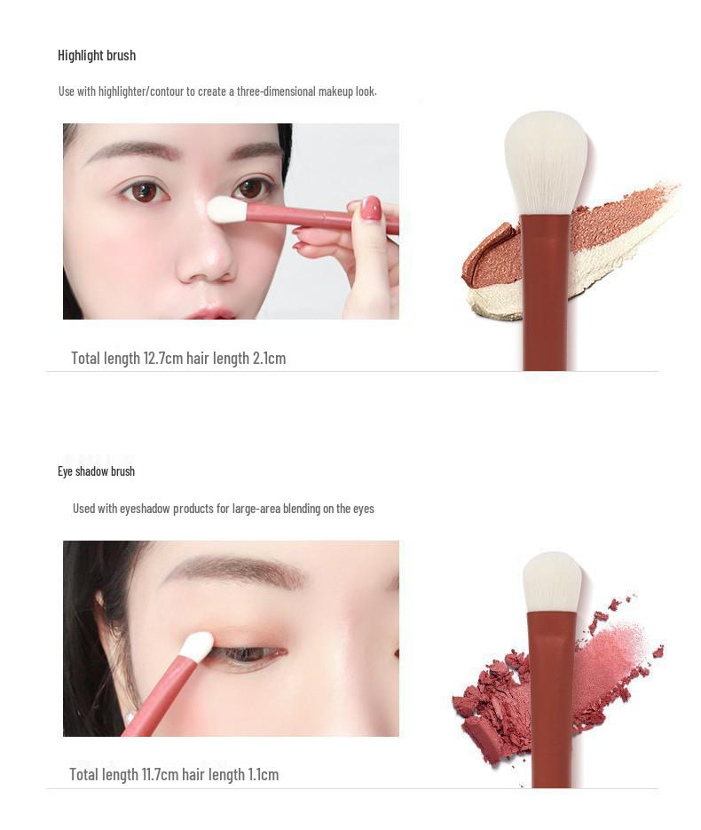 6-Piece Portable Makeup Brush Set for Beginners - Includes Blush & Eyeshadow Brushes