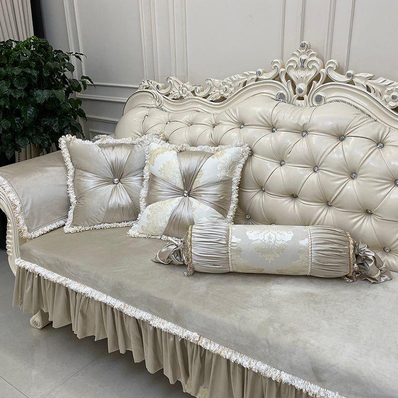 

Роскошная нескользящая подушка для дивана в европейском стиле, комбинированная подушка из американской ткани, подушка в форме конфеты, круглая подушка с наполнителем Camel color 60 * 60cm(Sofa armrest)