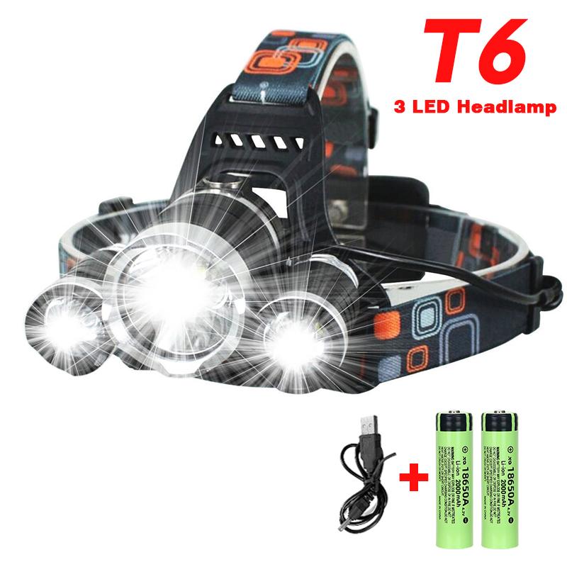 T6 Powerful Headlamp Rechargeable Led Headlight 90° Adjustable Torch Outdoor Fishing Hunting Camping Portable Flashlight Lantern