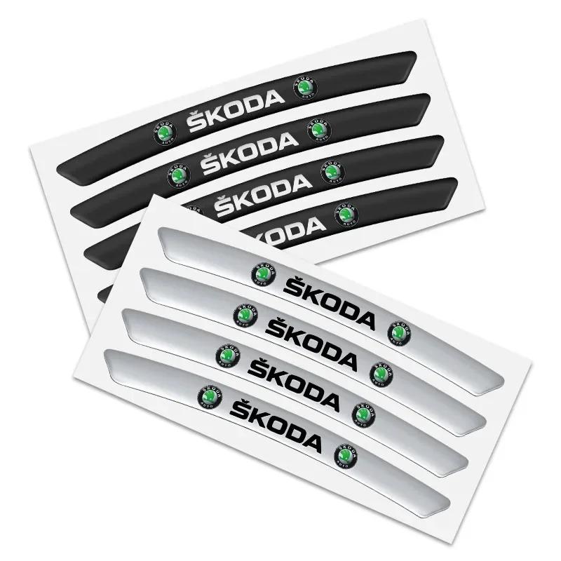 Car Wheel Rim Badge Creative Decoration Decals Styling Auto Aluminum Trim Sticker for Skoda fabia octavia Rapid kodiaq superb A5  HJ1