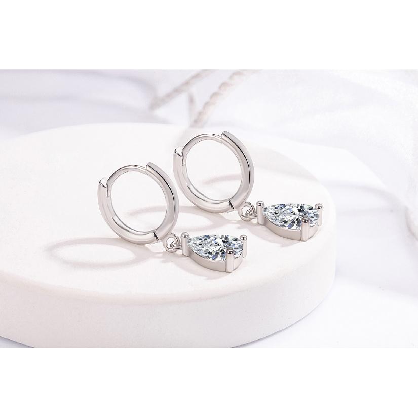 Simple Female Earrings 925 Sterling Silver Water Droplet Shaped Zircon Earrings for Women Promise Love Wedding Jewelry Brincos