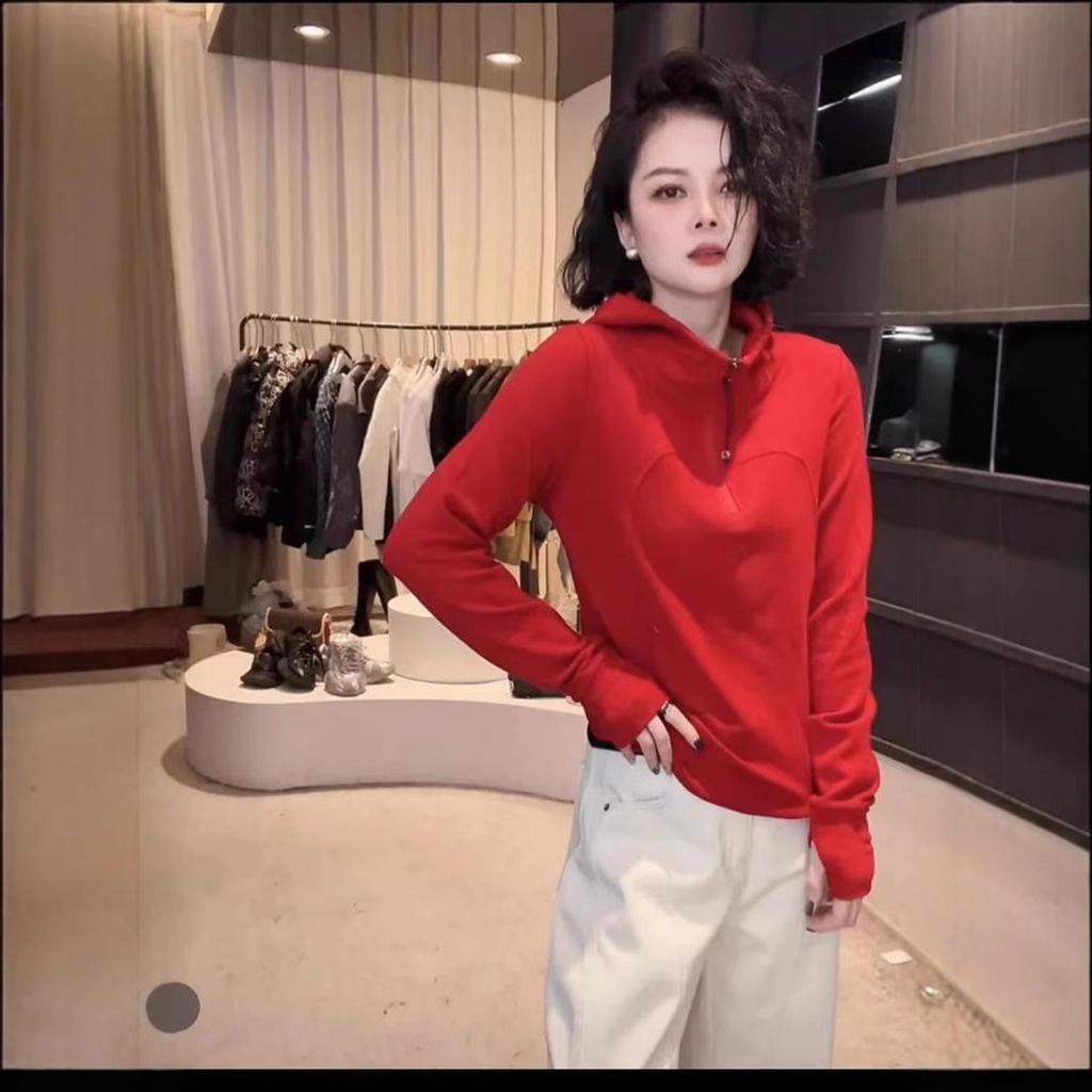 Women's High Neck Hooded Solid Sweatshirt - 2025 Spring/Autumn Fashion, Loose & Versatile Style