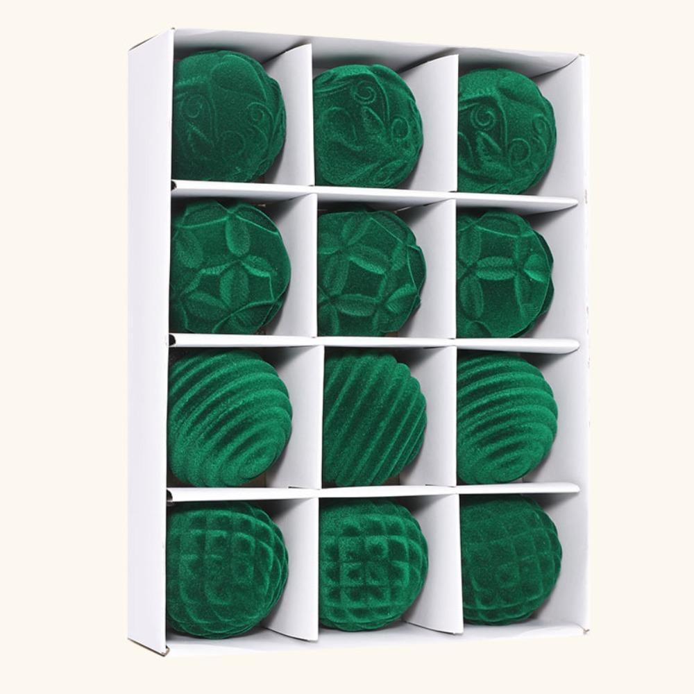 12pcs Christmas Tree Velvet Ball Ornaments Colorful Holidays Decoration Hanging Ornaments Simple Creative Pendant Decorations
