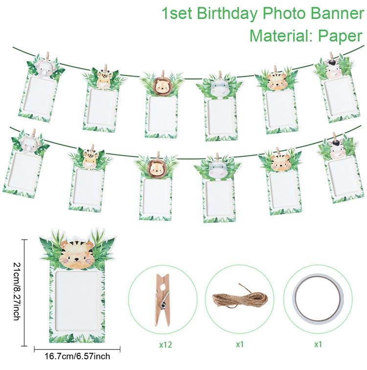 Jungle Safari Birthday Bunting Banner Woodland Safari Birthday Party Decoration Wild one 1st Jungle Birthday Party Supplies Deco