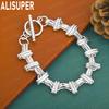 925 Sterling Silver Simple Multi-Layered Twisted Braided Side Chain Atmospheric Bracelet Gift Jewelry