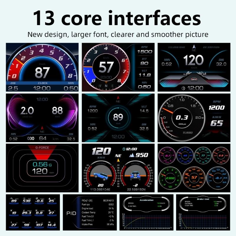 P3 Car Head Up Display Speed Clock Windshield Projector Overspeed Speedometer Alarm Fatigue Driving Reminder Slope Meter