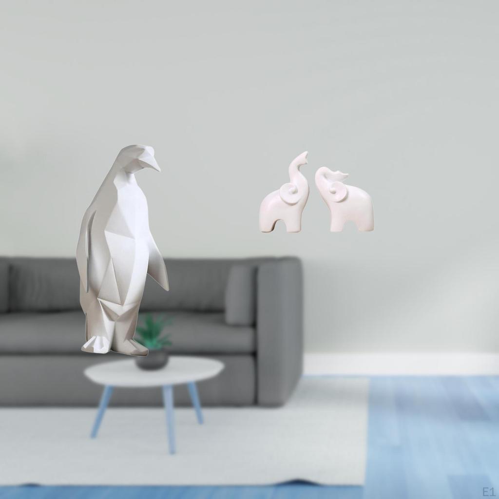 Penguin Elephant Sculpture Figurine Collectable Craft Decorative Ornament Resin Animal Statue Unique