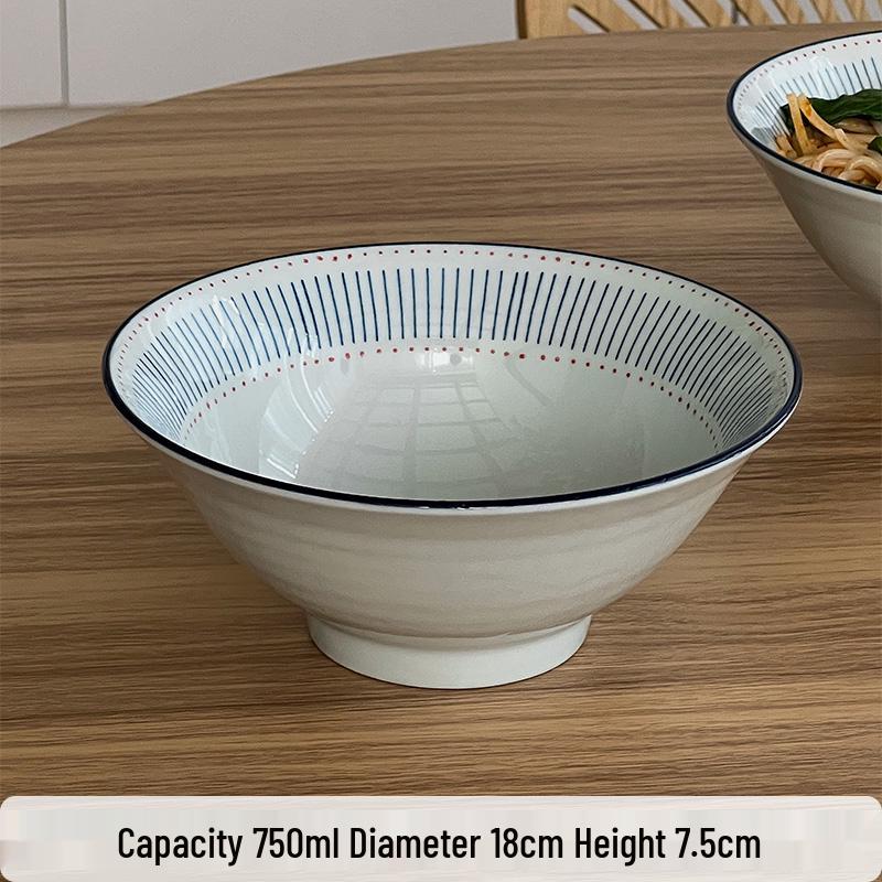 Muni Retro Ceramic Ramen and Noodle Bowl with Conical Hat Design