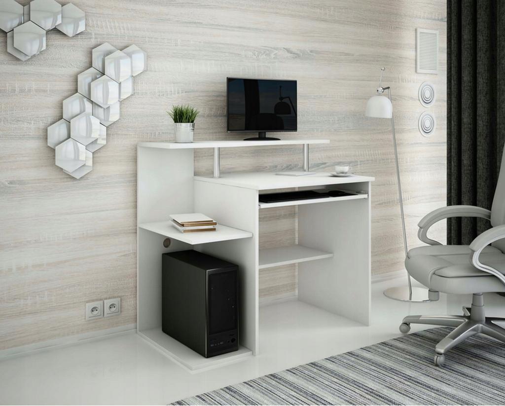 Computer Desk B1 White 100Cm Cabinet