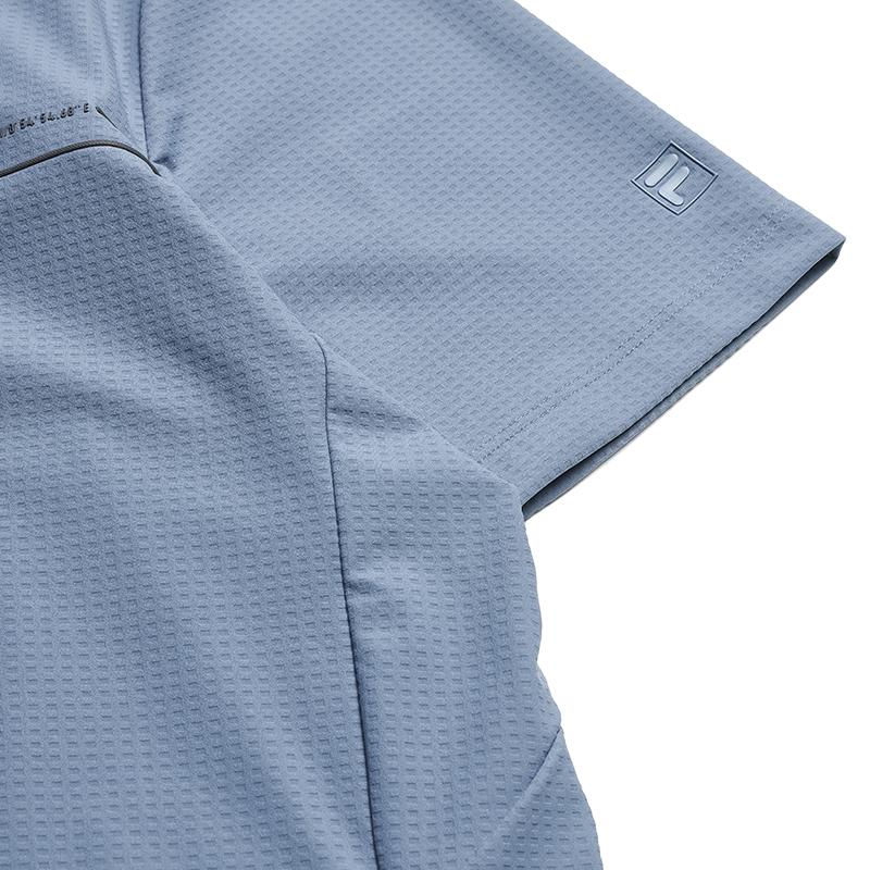 FILA White Simple Classic Versatile Comfortable Breathable Knitted Short Sleeve Polo Shirt Men tops Mist-Blue F11M623101FBU