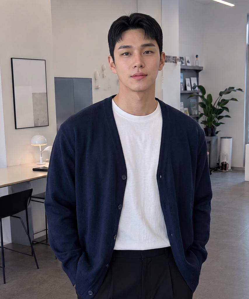Hervino Daily Essential Comfort Knit Cardigan [Navy]