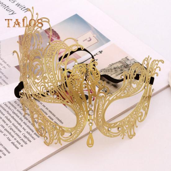 Masquerade Face Cushion Mardi Gras Masque Costume Metal Rhinestone Halloween Cosplay Eye Cushion for Carnival Stage Party Favors