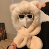 Winter Cute Bear Plush Hat and Scarf Integrated Women's Versatile Warm Fleece Lined Cute Neck Warmer