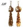 Unique Horse Head Craft Gift Farmhouse Wall Decor Boho Hanging Ornament with Wood Beads Natural Flax Rope Art Tassels Rustic for Living Room