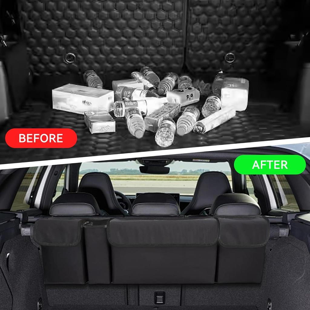 Auto-Kofferraum-Organizer, Wasserdichte faltbare Gepäcktasche mit 4 Taschen, Hängende große Aufbewahrung für die Rückbank mit verstellbaren Gurten, Stabiler Platzsparer Frei