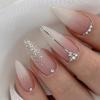 Explosive Flash Pure Handmade Dot Diamond French Almond Shaped Wearing Fake 24 Piece Nail Piece Set Diamond Nail Nail Piece