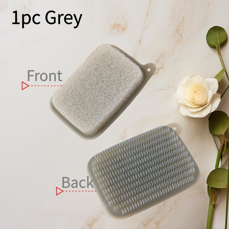

Dual-sided Sponge & Brush Design Multifunctional and Durable Flexible Kitchen Cleaning Brush, Double-sided Design серый