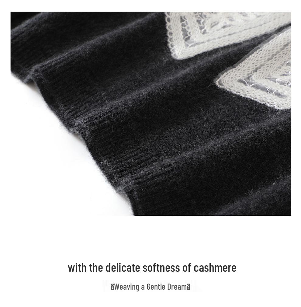 Lekasha Women's Cashmere Lace Knit Sweater - New Autumn/Winter Loose Thick Top