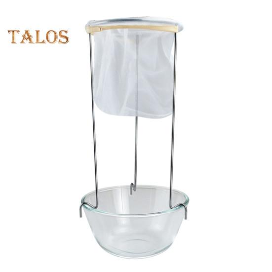 Stainless Steel Jelly Strainer Stand with Nylon Reusable Filter Bag Stable Triangular Design Kitchen Filter Holder for Nut Milk Juices Cheese Yogurt
