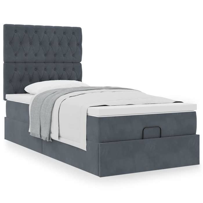Maison Exclusive - Cadre de lit ottoman et matelas gris foncé 90x200 cm velours