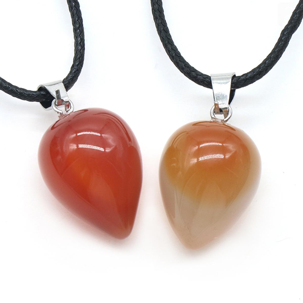 

Ожерелье из натурального камня в форме капли, кулон, кристалл, розовый кварц, аметист, содалит, опал, подвеска, веревочная цепочка, ожерелья для женщин и мужчин, ювелирные изделия, колье 22x16 мм 1Pcs/22x16mm-Red Agate