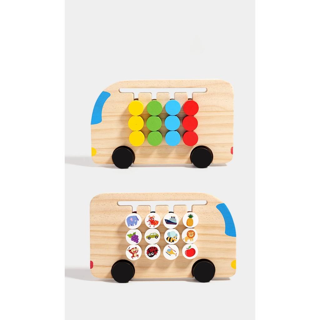 Montessori Wooden Color Matching Puzzles Logic Game Thinking Training Enlightenment Hand-eye Coordination Early Educational Toy