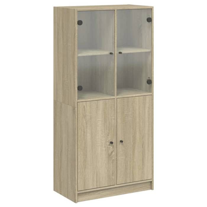 VidaXL Buffet haut avec portes chêne sonoma bois d'ingénierie, armoire latérale, armoire de rangement haute, vitrine haute, 3295866