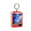 New Applicable Samsung Zflip6 Electroplated Ring Bracket Anti-drop Mobile Phone Case Korean Ins Wind Mobile Phone Leather Case