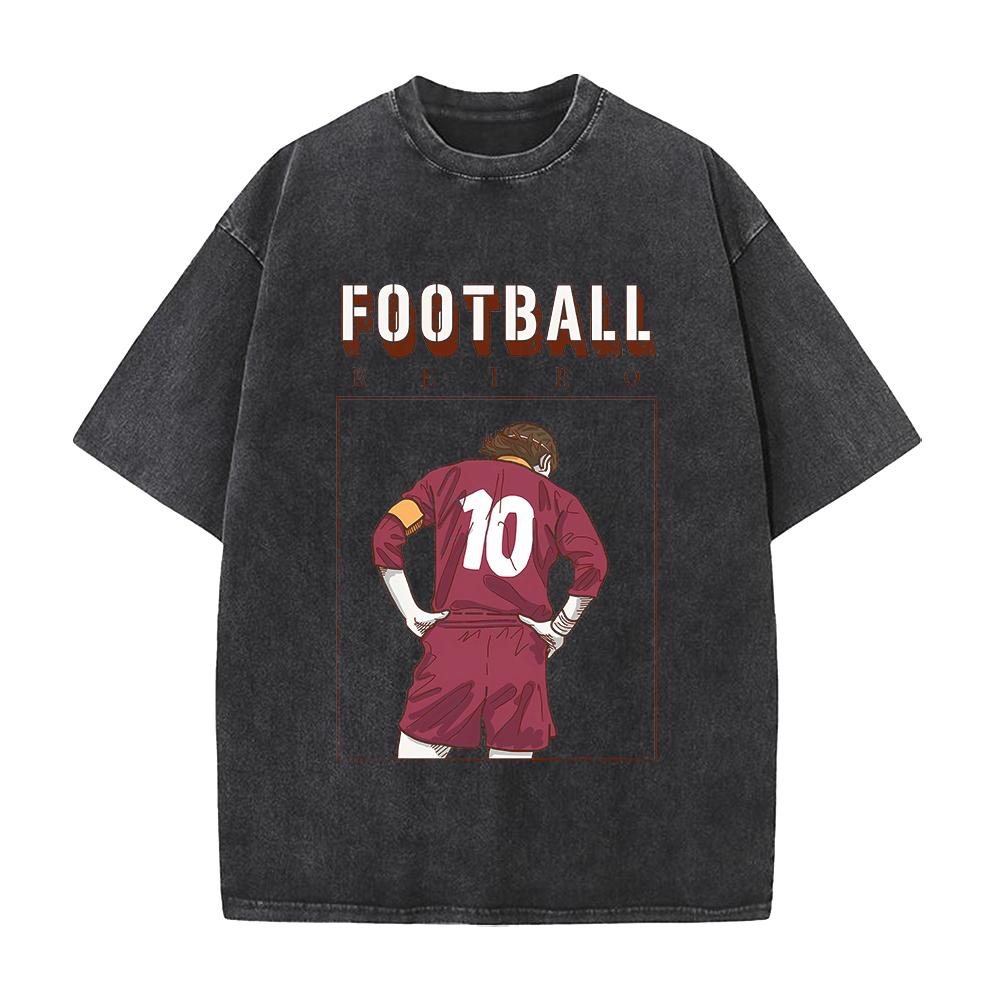 T-shirt Stampata Calcio Uomo Donna Abbigliamento Vintage Lavato Oversize T-shirt Estiva Manica Corta Cotone Magliette Top