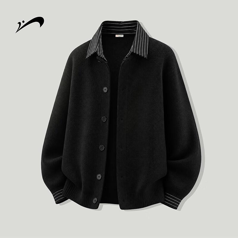 Guirenniao Men's Fake Two-Piece Knitted Cardigan