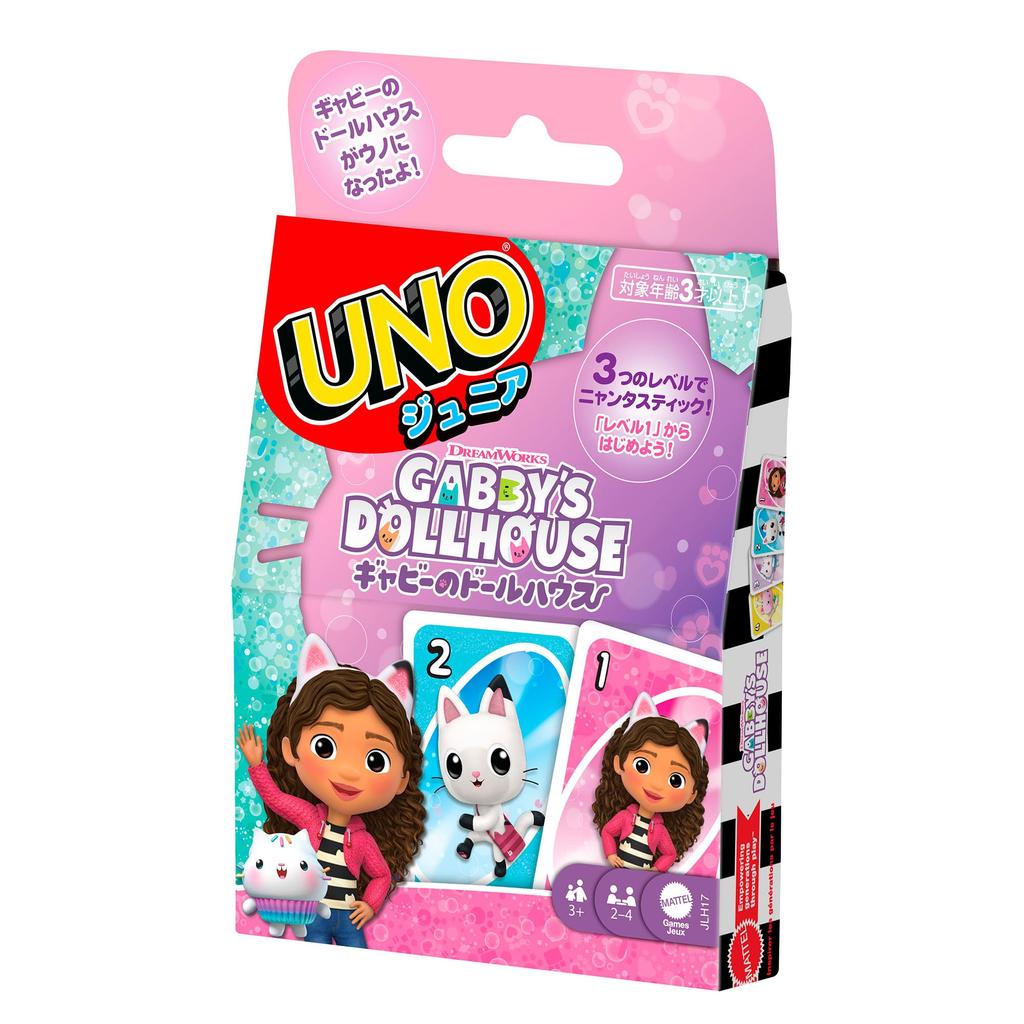 Mattel Game UNO Junior Dollhouse Game Educational Card Game for Ages 3 and Pink JLH17 Gabby's - 2-4 Players, Up,