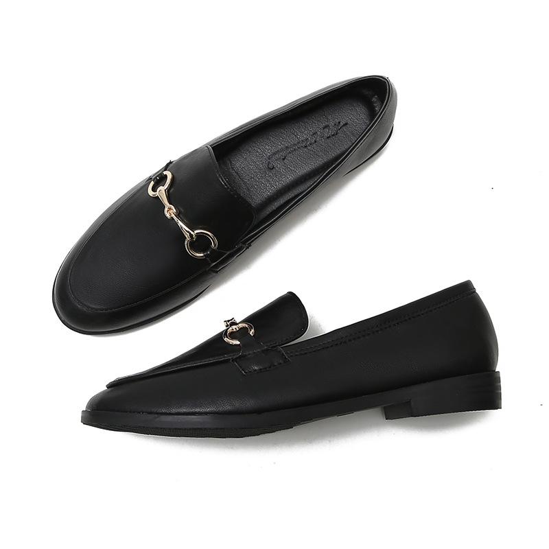 Small Leather Shoes Women's Style New Retro Loafers Women's One-pedal Flat-soled Single Shoes