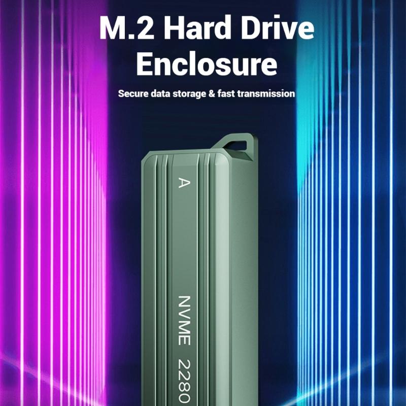 Portable M.2 NVME 2280 Hard Drive Case Double Bay Aluminum Shell Supports 10Gbps Transfer Rate Adapter For External Storage