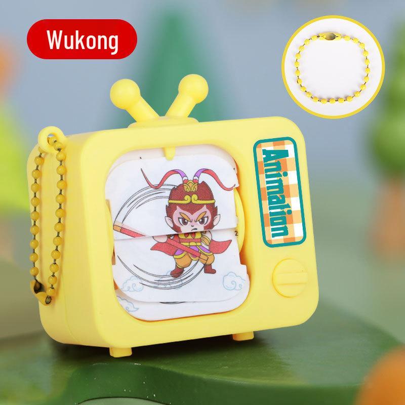 Wukong Face-Changing Animation Keychain: Cartoon Decompression Flip Book Toy & Cultural Gift.