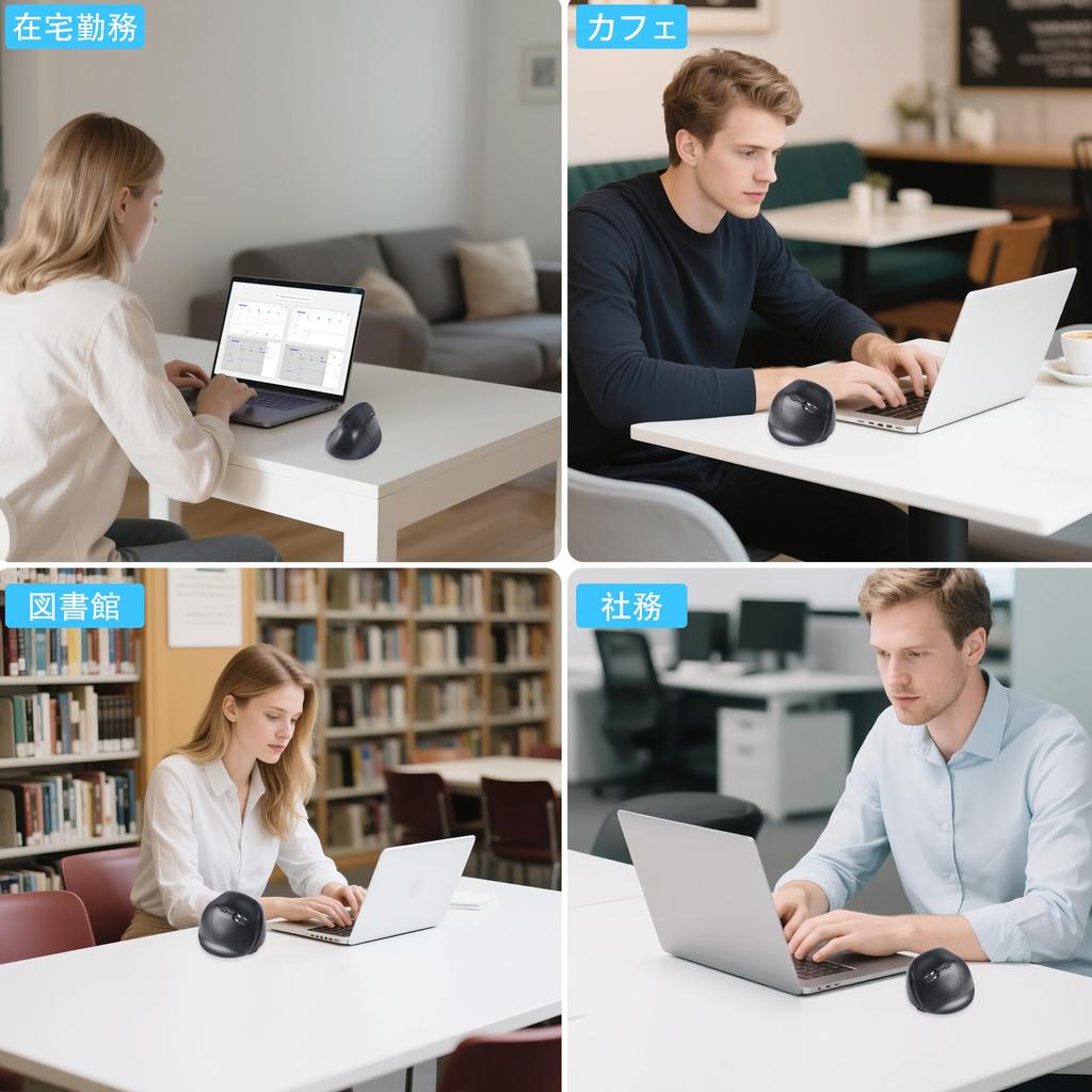 Ergonomic Wireless Mouse, Bluetooth & 2.4G, Vertical Design, Quiet, 7 Buttons, Type-C Rechargeable, 3-Level DPI Switching, USB Multi-Pairing, Power