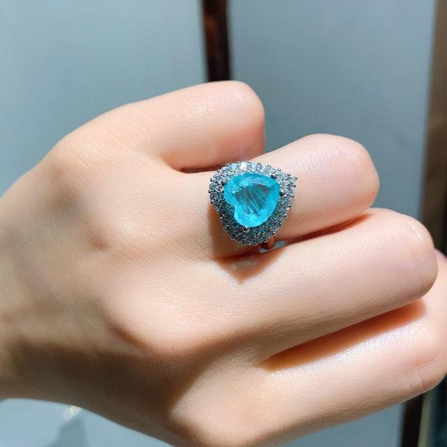 

Cellacity модное кольцо в форме сердца искусственный турмалин Палаиба изумруд 10*10 мм драгоценный камень женские ювелирные изделия для юбилея Resizable синий