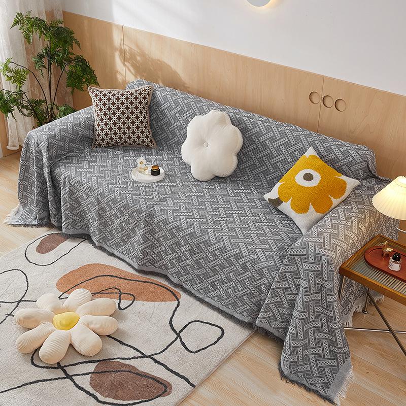 

Тканый хлопковый чехол для дивана, одеяло, белое серое полотенце для дивана, декор мебели в гостиной, гобеленовый чехол для дивана 180x130cm