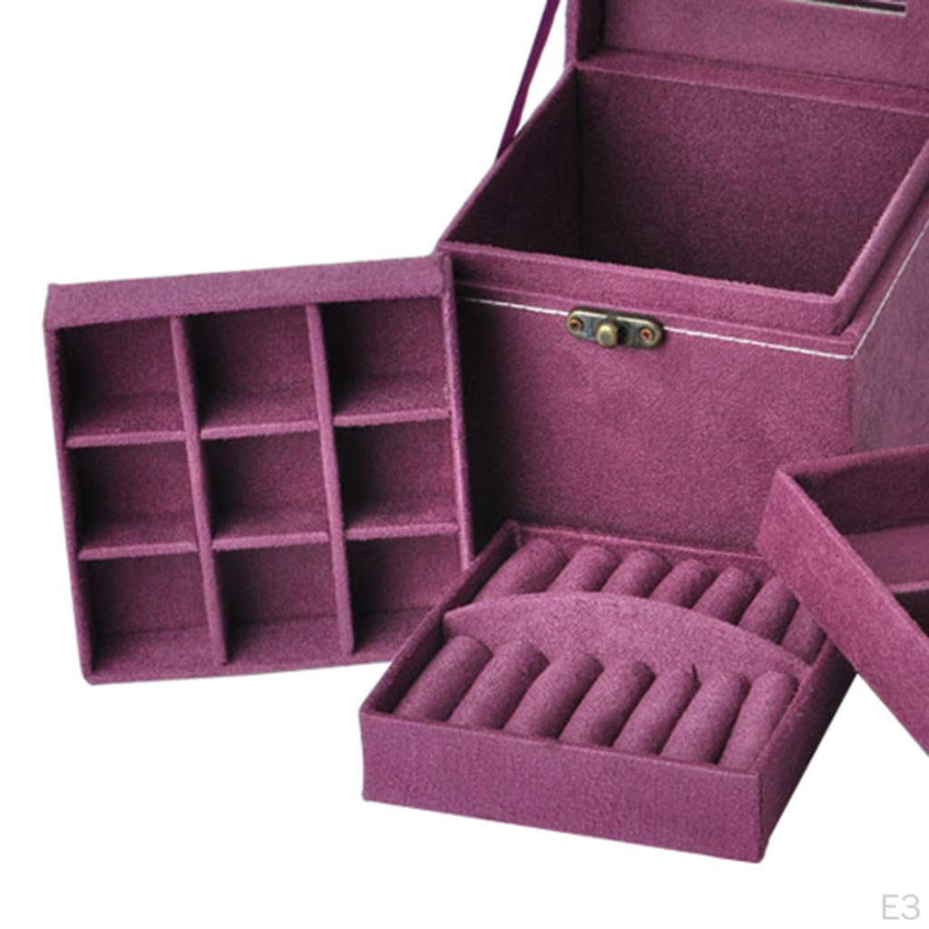 Estuche de Almacenamiento de Joyería Contenedor de 3 Niveles con Asa