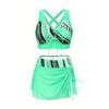 Women's Floral Print Tankini Swimsuit Set - Cross-Border Split Swimsuit Dress Three-Piece Set with Flying Edge Bikini, European and American Swimwear