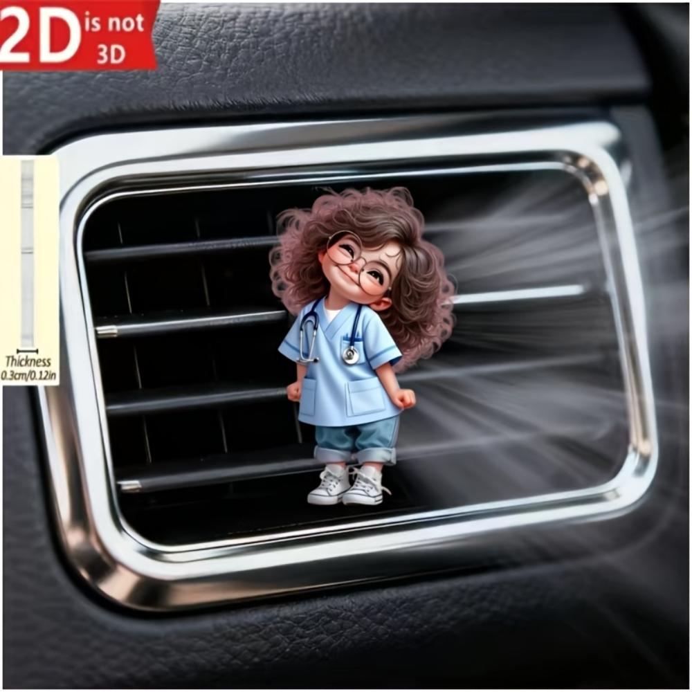 2D Flat Cute Child Car Vent Clip Decorative Diffuser (fragrance Not Included), Car Interior Decoration, Aromatherapy Clip, Ideal for Holiday Gifts