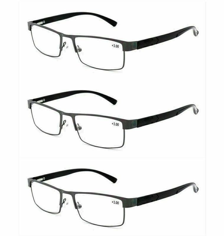 Lot de 3 Lunettes de Lecture pour Homme Charnières à Ressort Métal Affaires 1.5 2.0 2.5 3.0 3.5 4.0