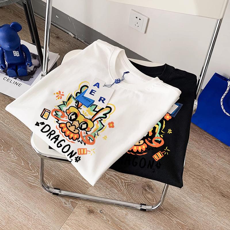 Pure Cotton T-shirt Printed Letters Loose Men's Women's Short Sleeves T-Shirts Women’s